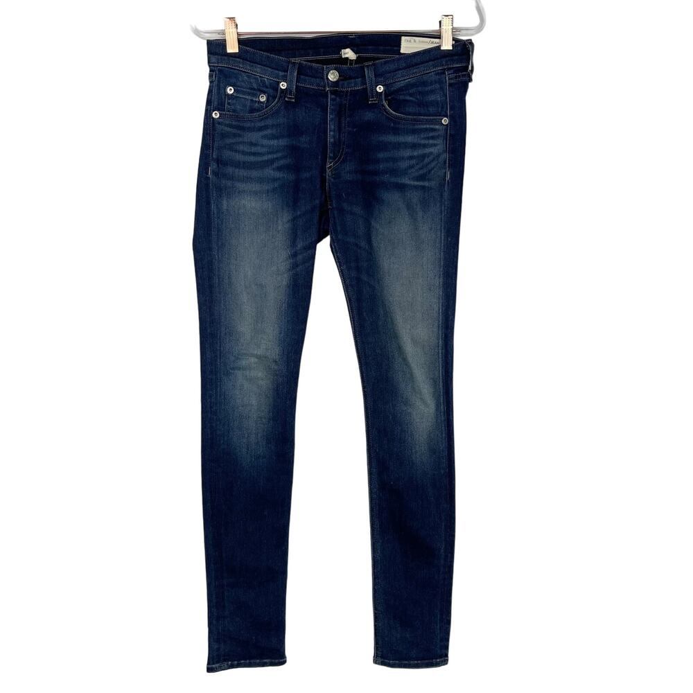 Rag & Bone Womens Size 27 Saxby Skinny Jeans Dark Wash Cotton Stretch Fading